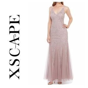 Xscape Pink Spaghetti Strap Prom Gown